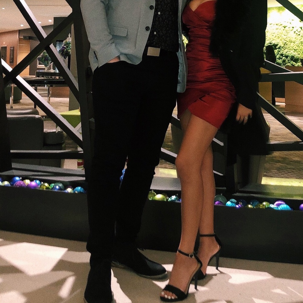 Satin red dress
